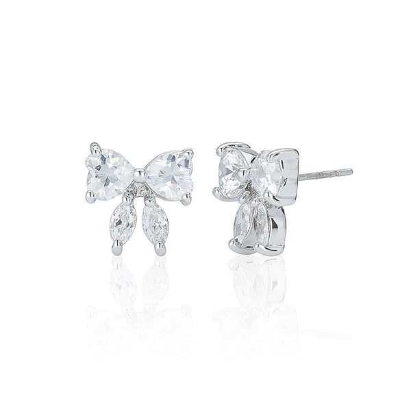 Silver Bow Stud Earrings