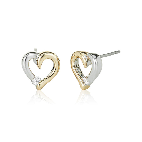 Two Tone Heart Stud Earrings
