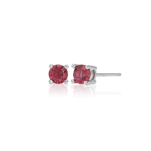 4mm Red Solitaire Stud Earrings