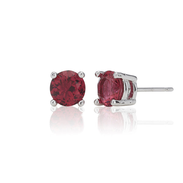6mm Red Solitaire Stud Earrings