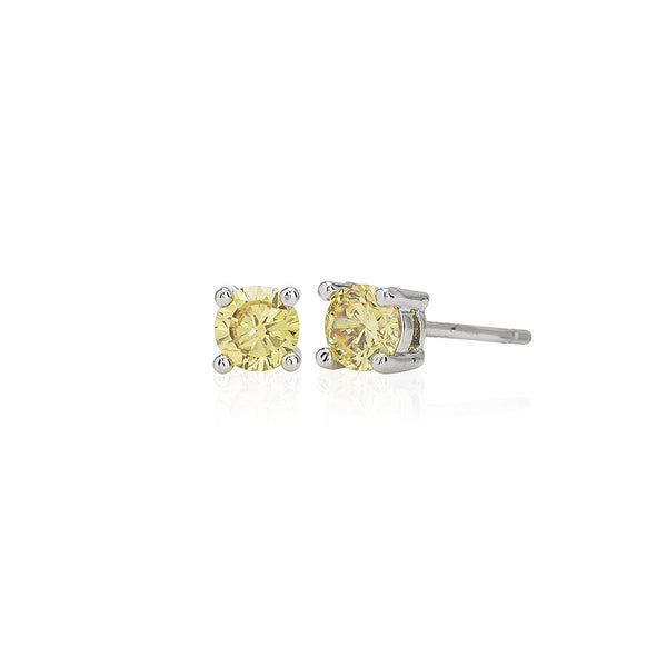 4mm Yellow Solitaire Stud Earrings