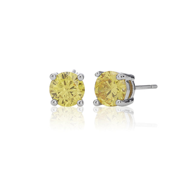 6mm Yellow Solitaire Stud Earrings