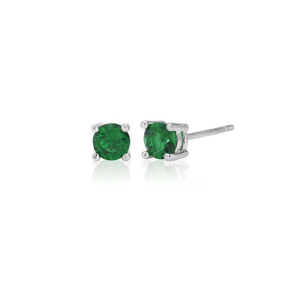 4mm Green Solitaire Stud Earrings