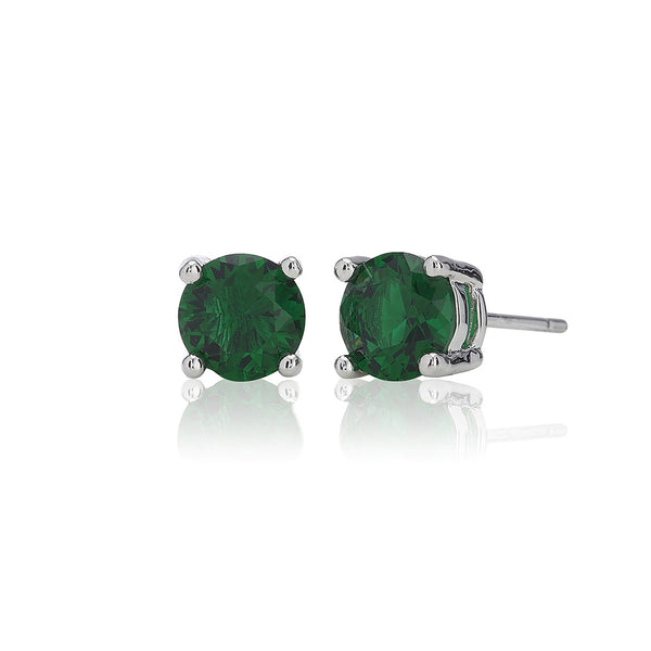 6mm Green Solitaire Stud Earrings