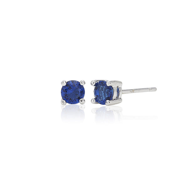 4mm Blue Solitaire Stud Earrings