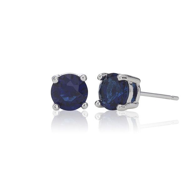 6mm Blue Solitaire Stud Earrings