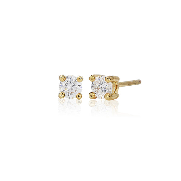 Gold 4mm Solitaire Stud Earrings