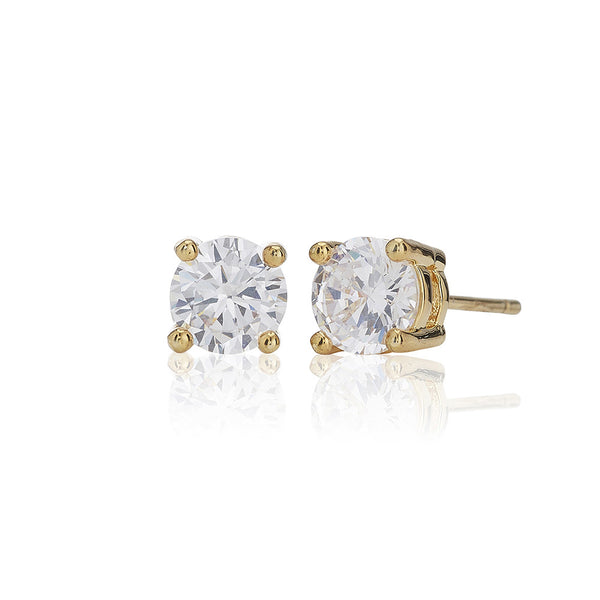 Gold 6mm Solitaire Stud Earrings