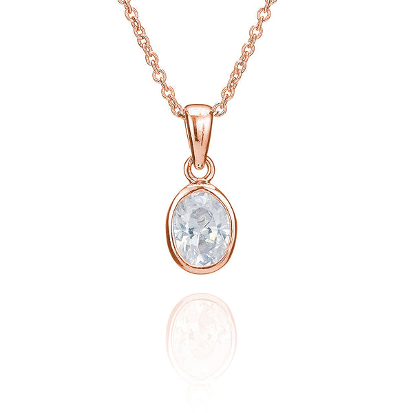 Rose Oval Solitaire Pendant