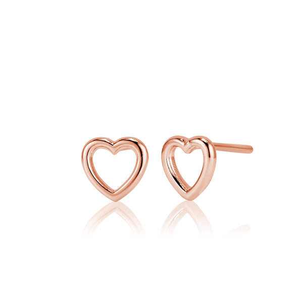 Heart Stud Earrings in Rose Gold