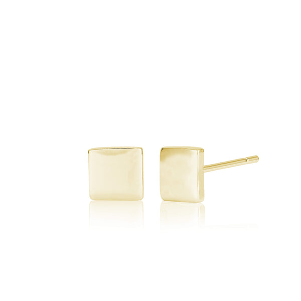 Square Stud Earrings in Yellow Gold