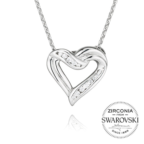 Heart Pendant Necklace With Part Channel Setting (0.25ct)
