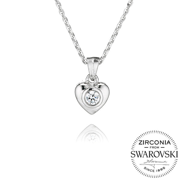 Single Stone Rubover Heart Pendant Necklace (0.25ct)