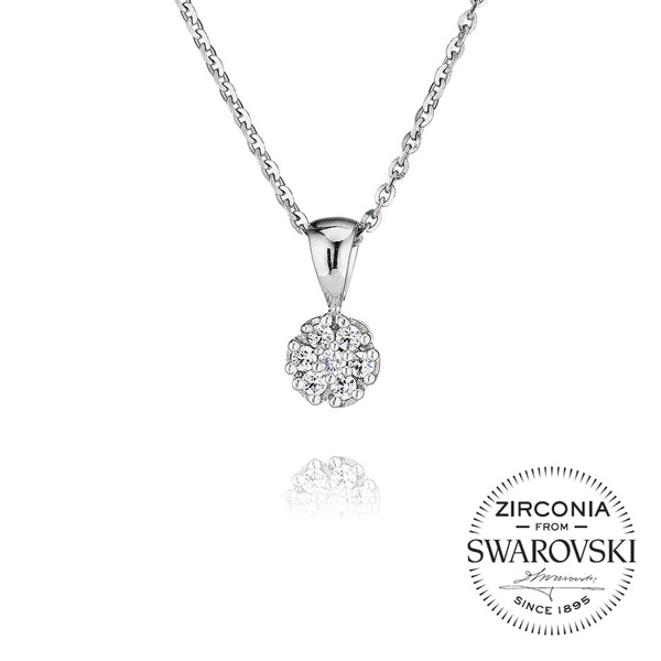 Seven Stone Round Cluster Pendant Necklace (0.25ct)