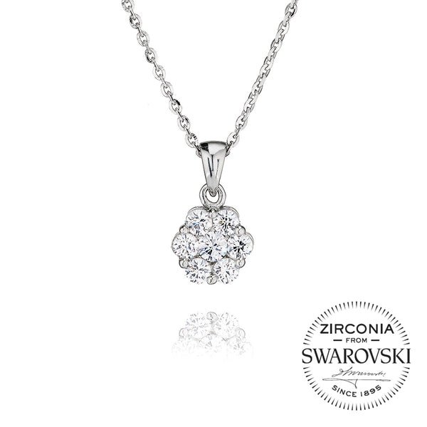 Seven Stone Round Cluster Pendant Necklace (0.90ct)