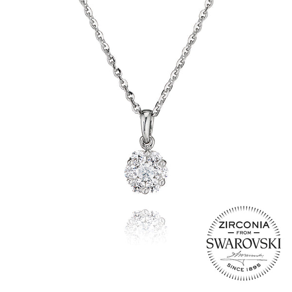 Seven Stone Round Cluster Pendant Necklace (0.45ct)