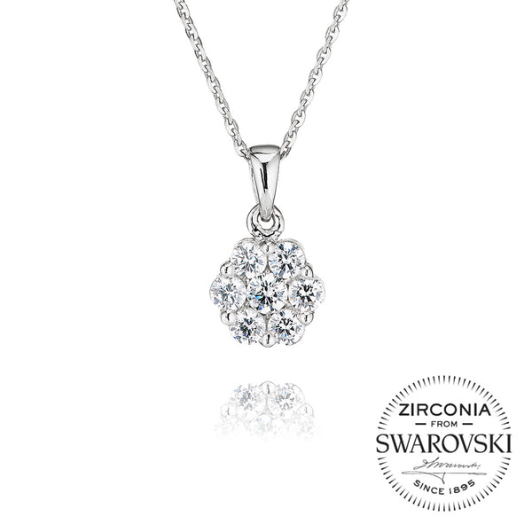 Seven Stone Round Cluster Pendant Necklace (1.50ct)