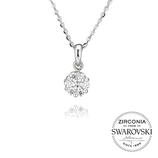 Seven Stone Round Cluster Pendant Necklace (0.55ct)