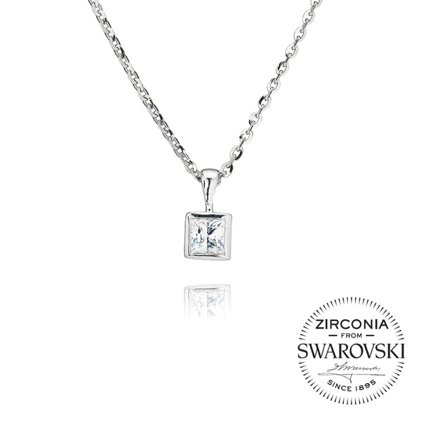 Single Stone, Rubover, Princess Cut Pendant Necklace (0.45ct)