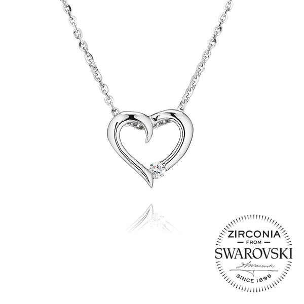 Heart Pendant Necklace With A Single Stone (0.10ct)