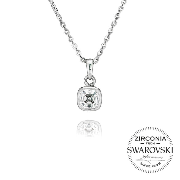 Single Stone Rubover Cushion Pendant Necklace (1.00ct)